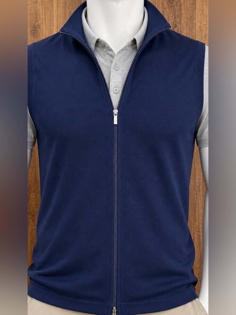 Bugatchi Uomo Navy Full Zip Vest Men’s XL Merino Wool Blend Luxury Knit